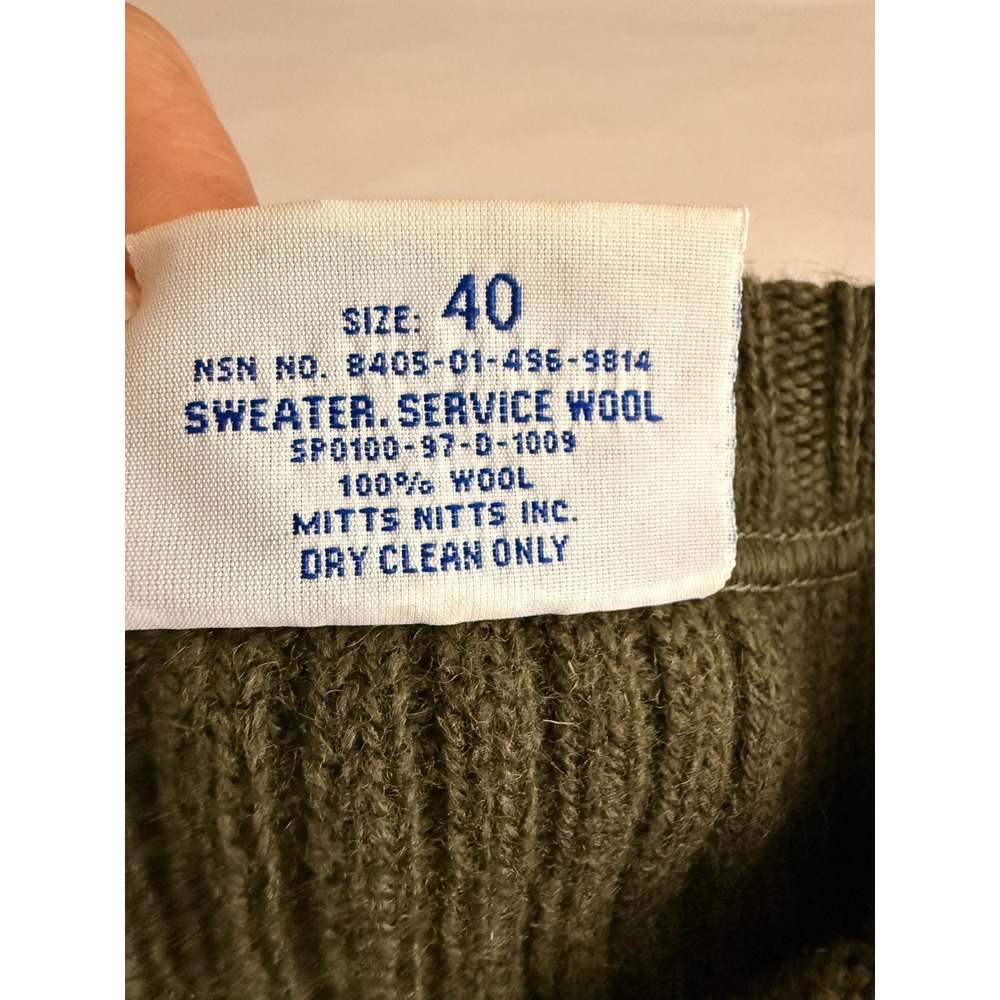US Military DSCP Wool Commando Sweater 40 M Olive Drab Green Gorpcore Combat - Picture 6 of 6
